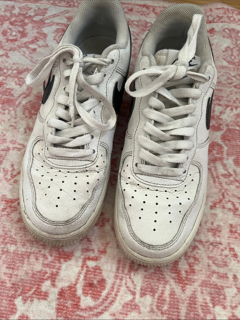 Nike White Sneakers with Black Swoosh — Women’s Low Top